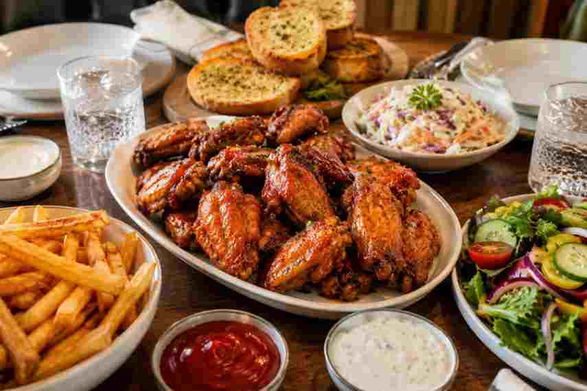 Cozy family meal with chicken wings