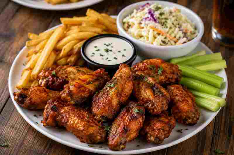 Crispy wings and sides platter

