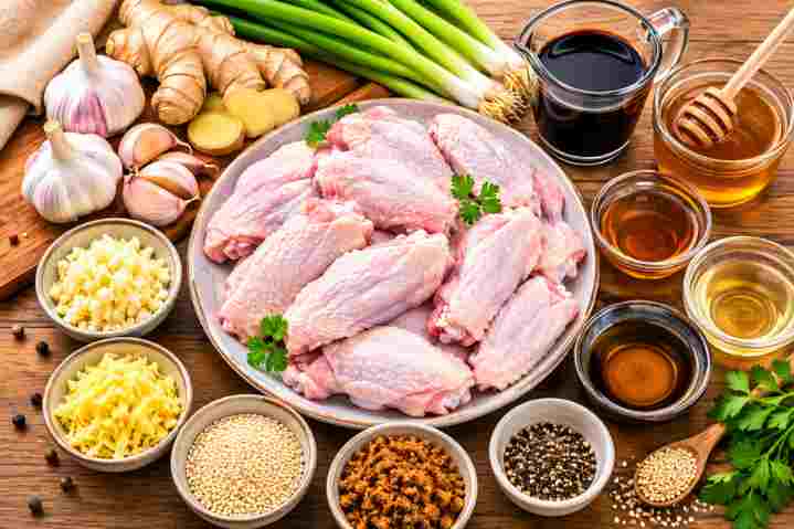 Asian-inspired marinade prep flat lay

