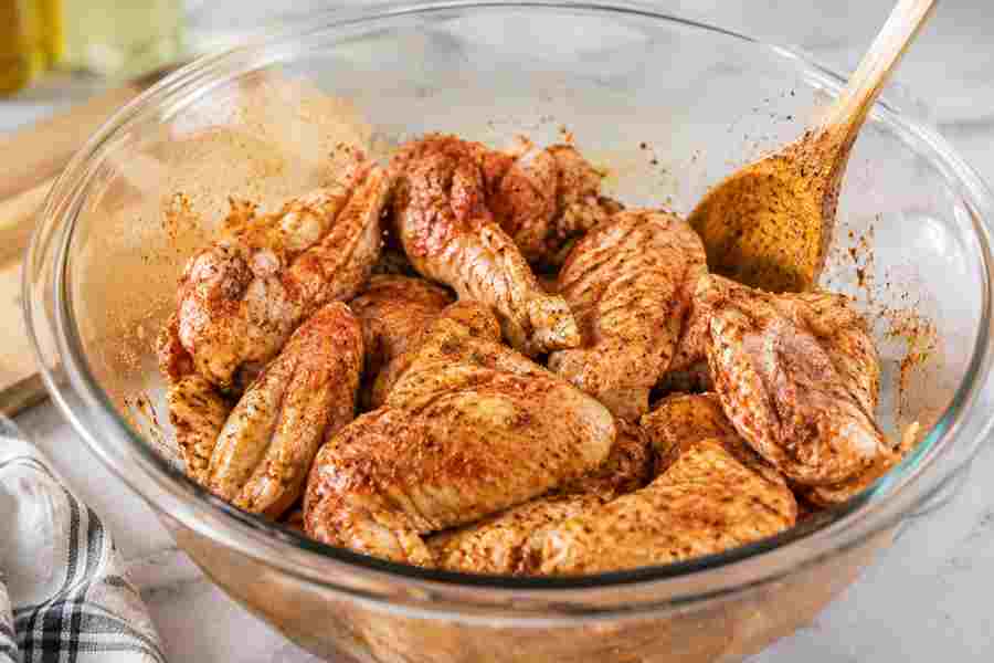 Seasoned chicken wings ready to cook
